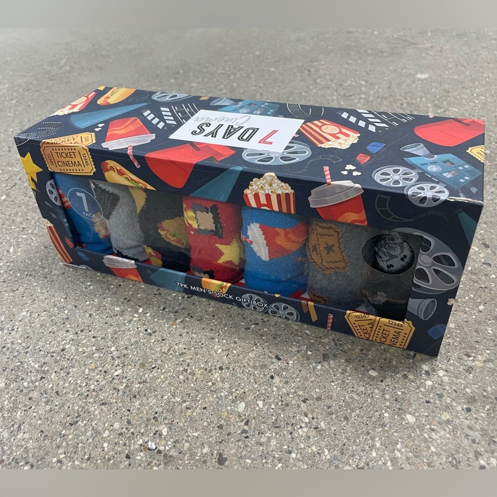 NWT Men’s 7 Days Socks - cinema themed